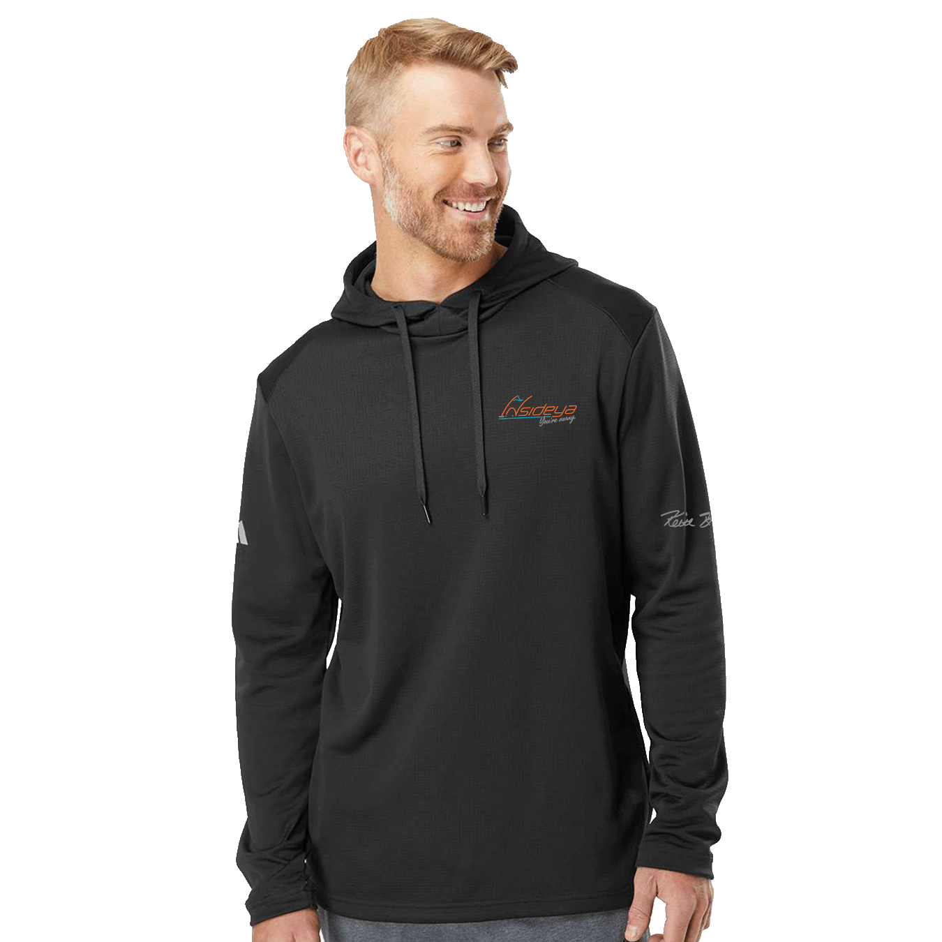 Insideya Golf x Keith Byars Adidas Textured Mixed Media Black Hooded Sweatshirt Front Model 