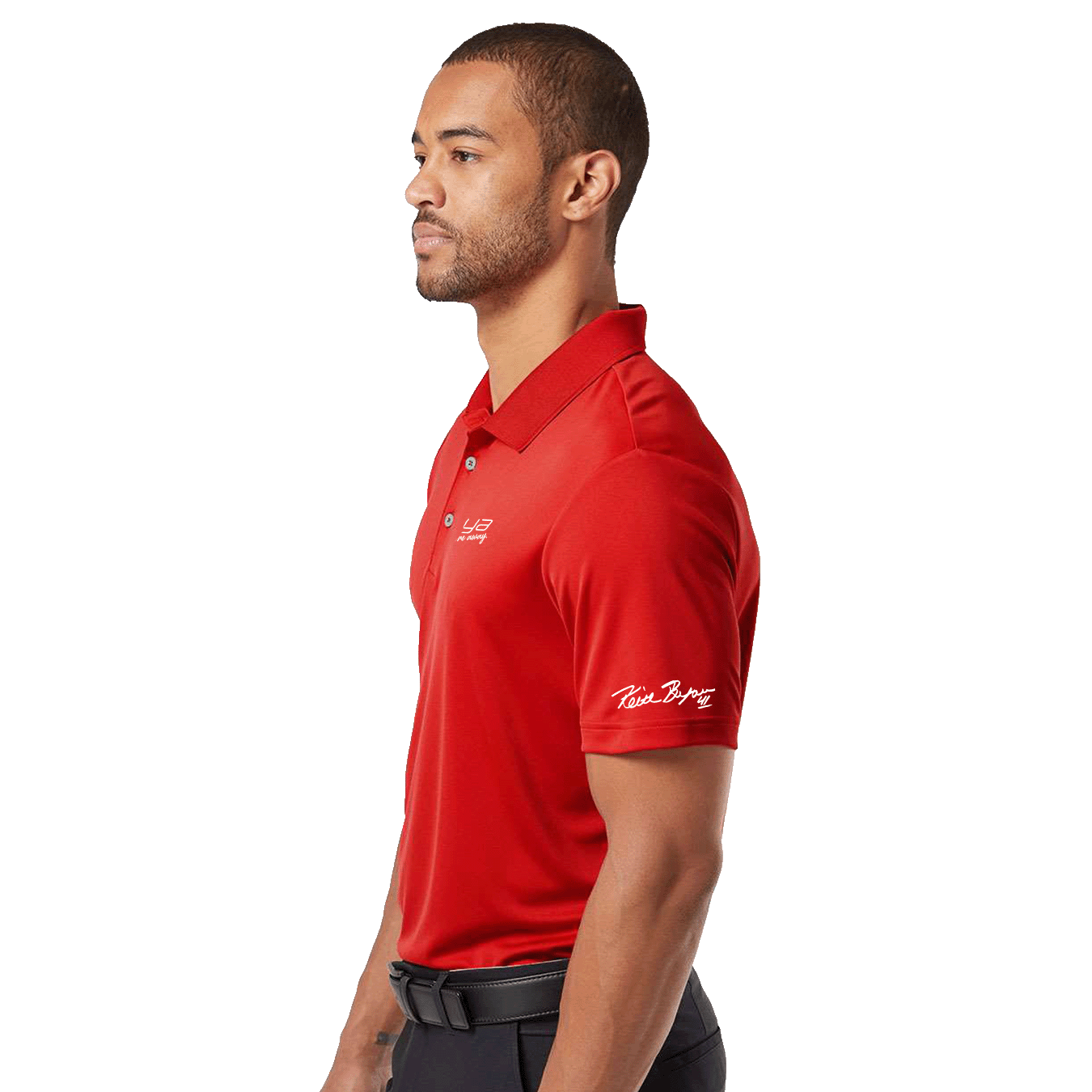 Insideya Golf Signature Collection x Keith Byars Collegiate Red Adidas Performance Polo Side Model