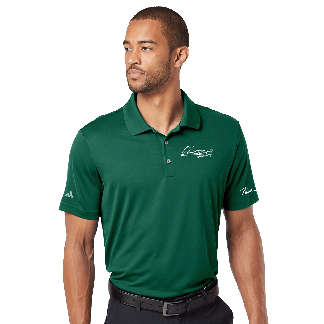 Insideya Golf Signature Collection x Keith Byars Collegiate Green Adidas Performance Polo Front Model