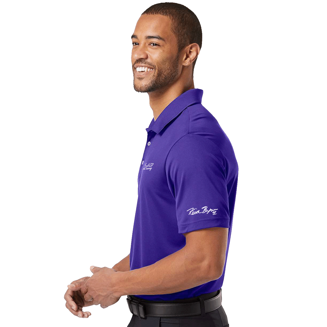 Insideya Golf Signature Collection x Keith Byars Collegiate Purple Adidas Performance Polo Side Model