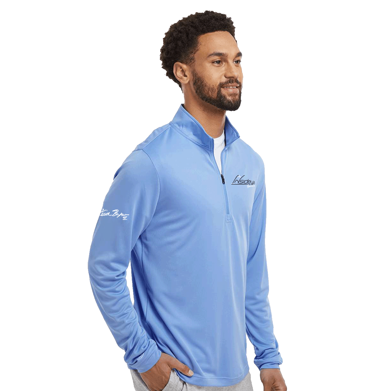 Insideya Golf Signature Collection x Keith Byars  Adidas Blue Fusion Lightweight Quarter-Zip Pullover Side Model