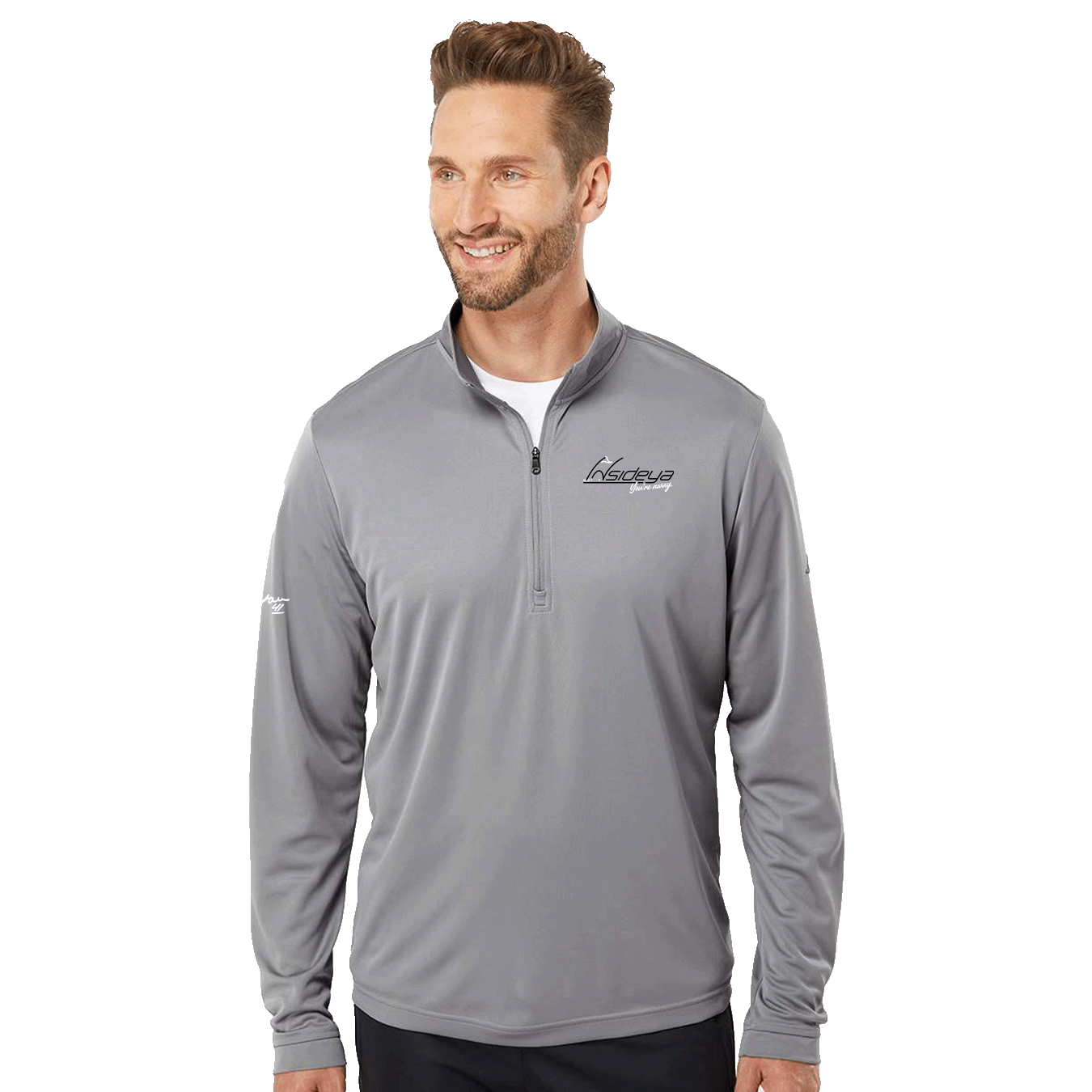 Insideya Golf Signature Collection x Keith Byars  Adidas Grey Three Lightweight Quarter-Zip Pullover Front Model