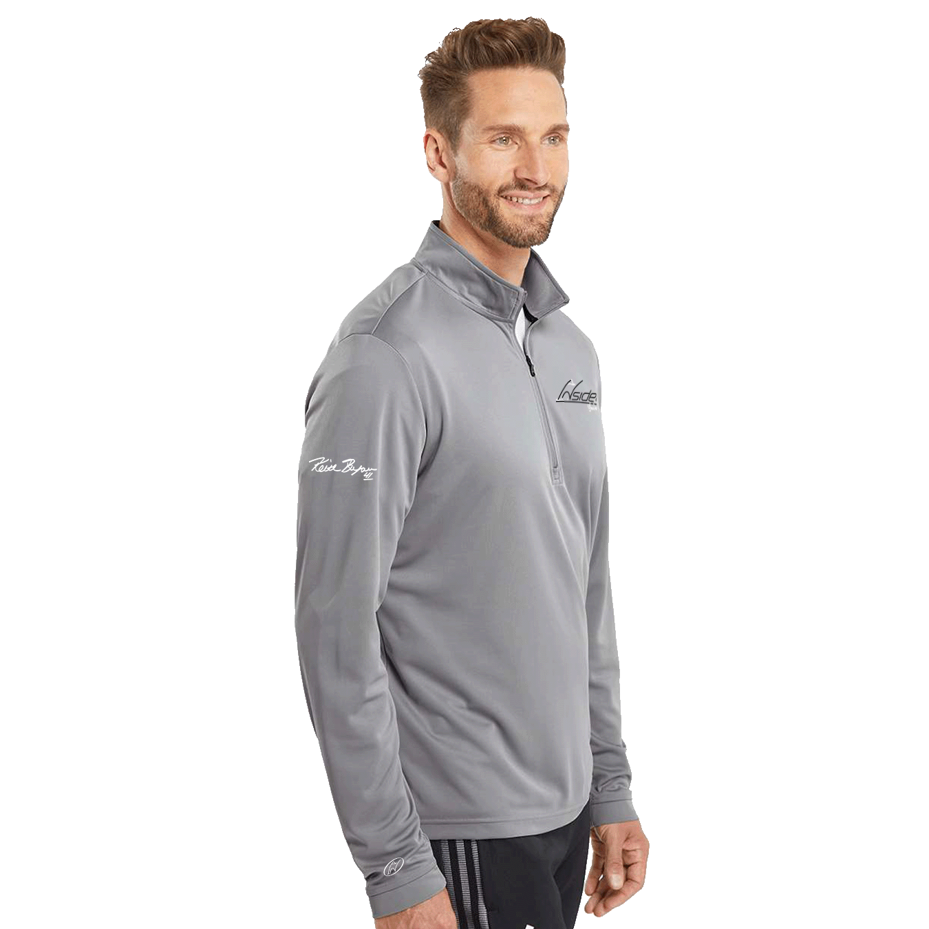 Insideya Golf Signature Collection x Keith Byars  Adidas Grey Three Lightweight Quarter-Zip Pullover Side Model