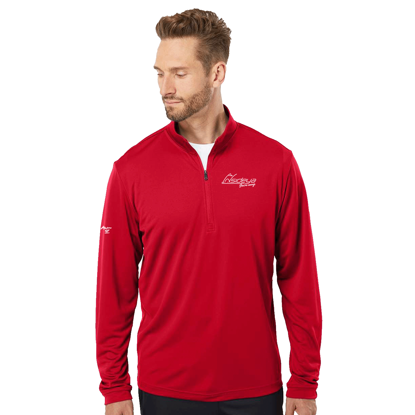 Insideya Golf Signature Collection x Keith Byars  Adidas Power Red Lightweight Quarter-Zip Pullover Front Model