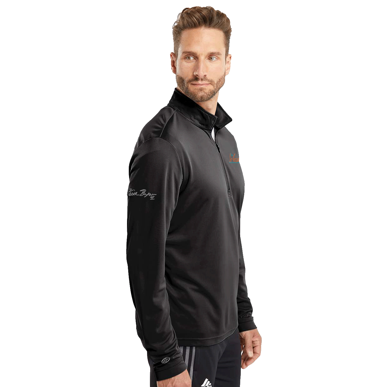 Insideya Golf Signature Collection x Keith Byars  Adidas Black Lightweight Quarter-Zip Pullover Flat Side