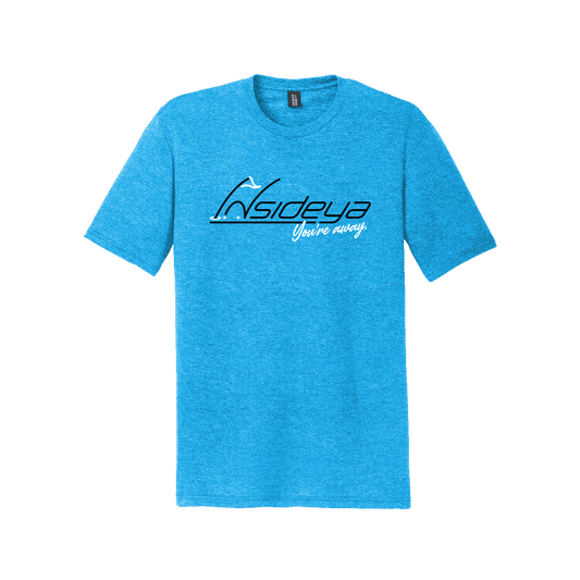 Turquoise Frost District Perfect Tri Tee with screen printed Insideya Golf logo flat front