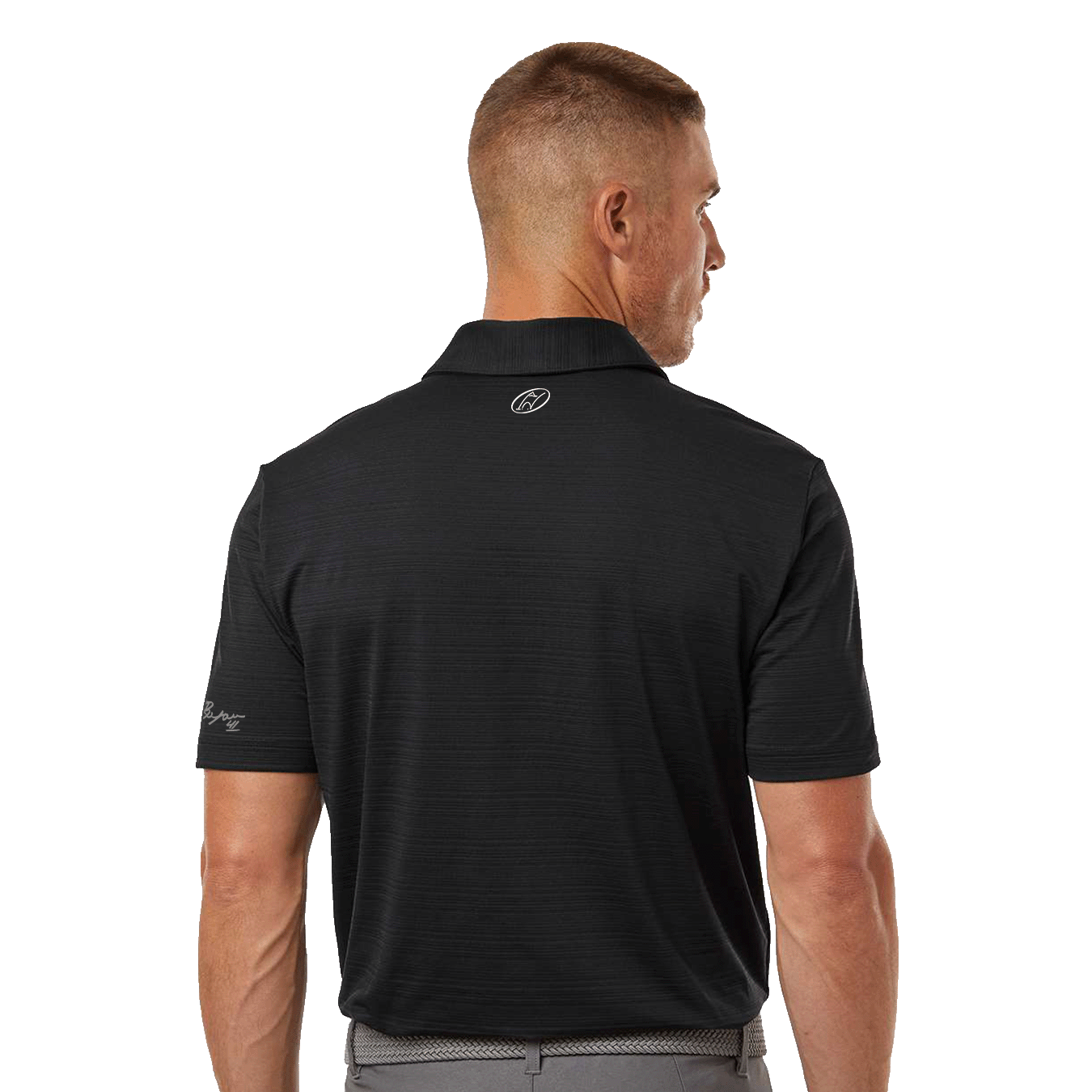 Insideya Golf Signature Collection x Keith Byars Black Adidas Texture Stripe Polo Back Model