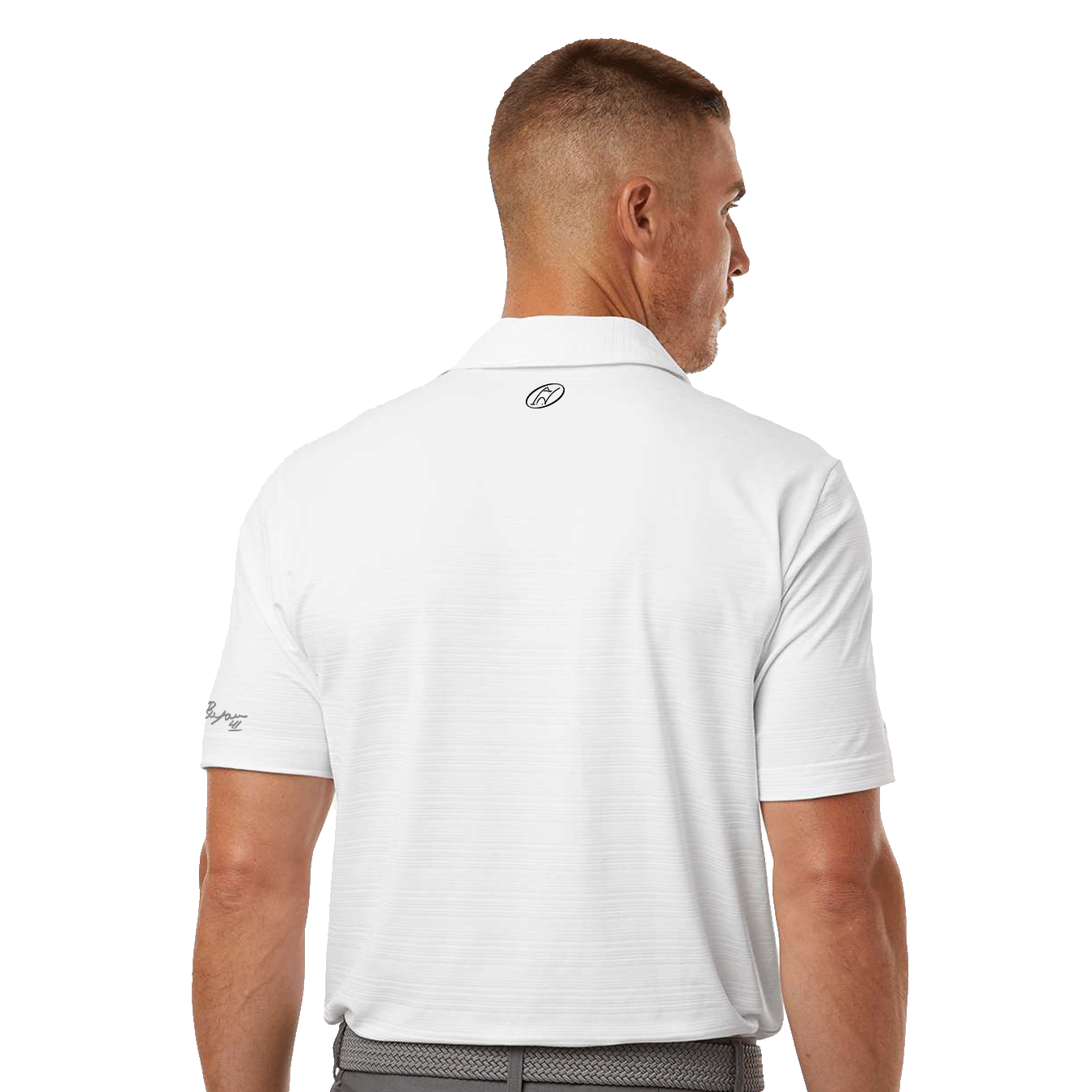 Insideya Golf Signature Collection x Keith Byars White Adidas Texture Stripe Polo Back Model